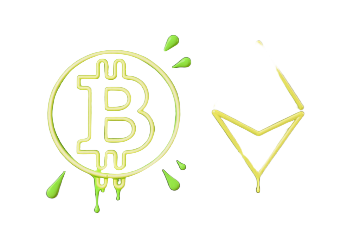 Street-Aart Bitcoin- und Ethereum-Symbole als Neon-Spray-Paint auf dunkler Backsteinmauer bei Golisimo Krypto-Casino